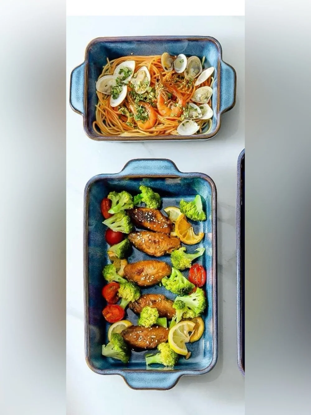 New Open Box Blue KOOV Bakeware Set Ceramic Baking Dish, 2Rectangular Casserole